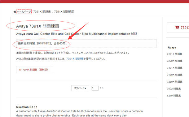 Avaya 7391X 問題練習